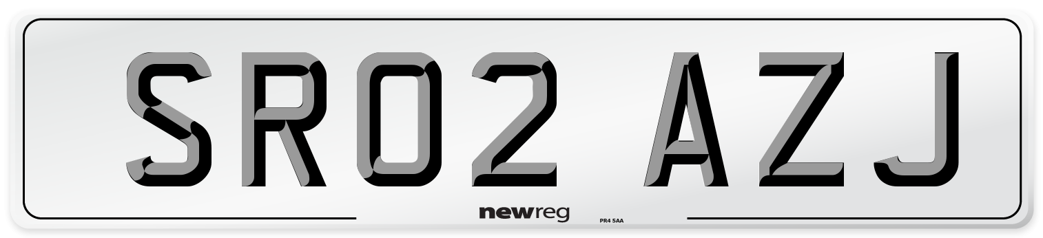 SR02 AZJ Number Plate from New Reg